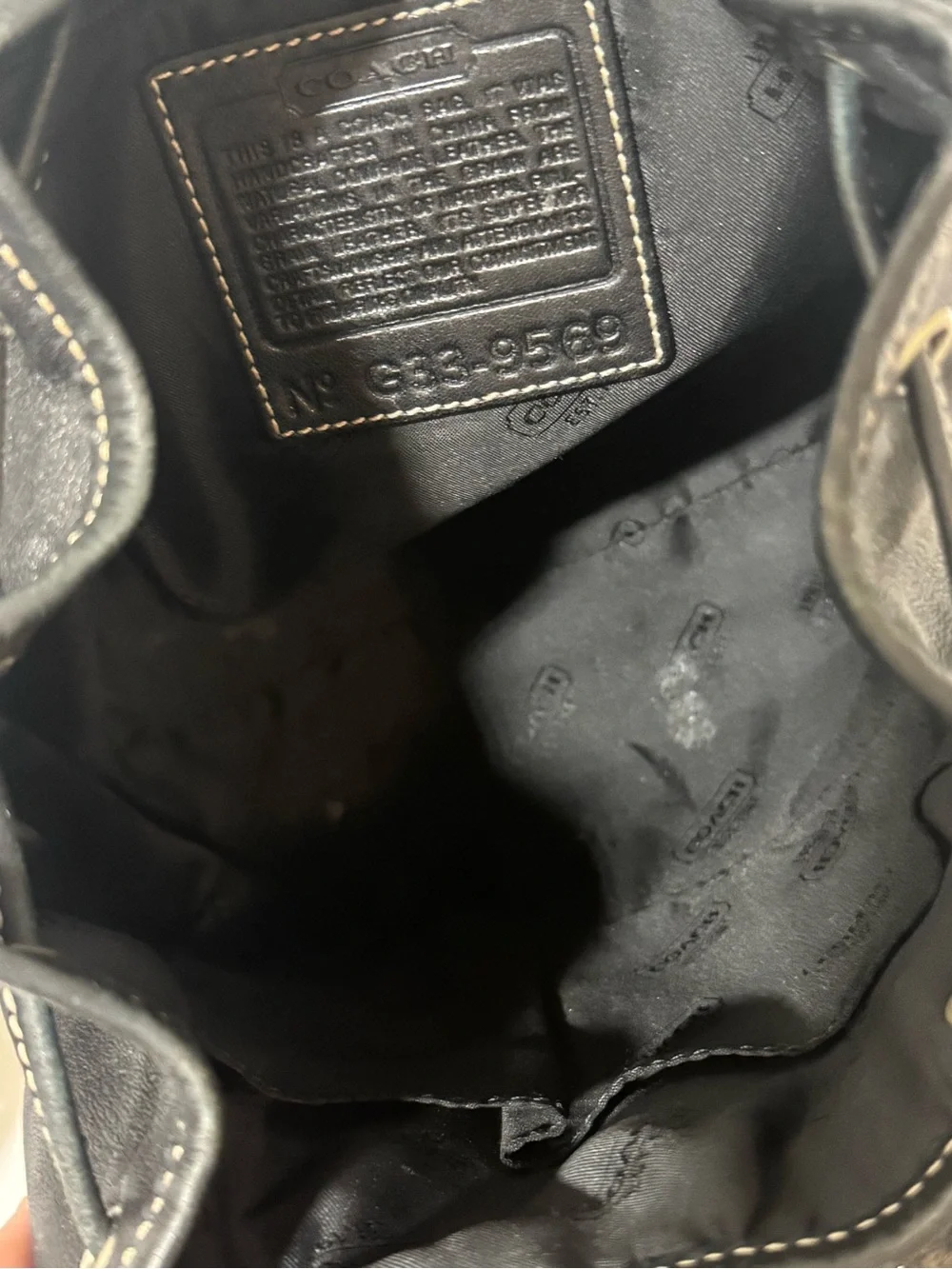 Coach 9569 Legacy Black Leather Drawstring Mini Backpack